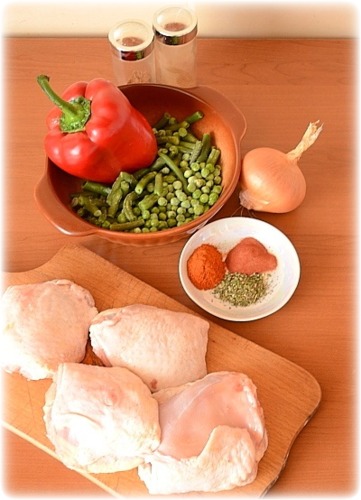 Курочка с рисом и овощами.